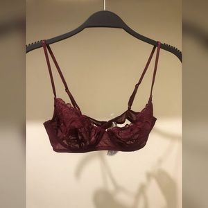 Burgundy lace floral bra